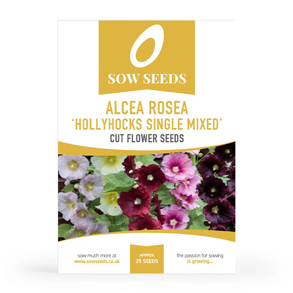 Alcea Rosea 'Hollyhocks Single Mixed' Cut Flower Seeds
