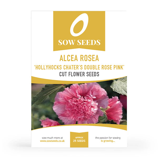 Alcea Rosea 'Hollyhocks Chater's Double Rose Pink' Cut Flower Seeds