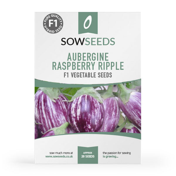 Aubergine Raspberry Ripple F1 Seeds | Quality Seeds from Sow Seeds Ltd