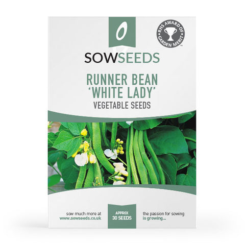 Runner Bean White Lady Seeds (AGM)